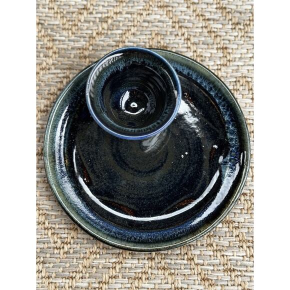 Handmade Pottery - single serve chips & dip plate - Picture 2 of 6